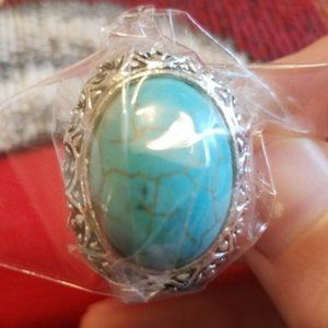 Silver and Turquoise Adjustable Ring Style 1